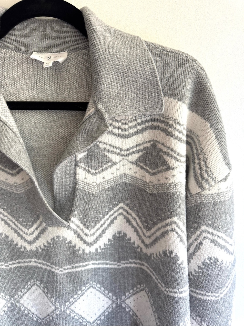 Cozy Lou & Grey- Gray & White Patterned Pullover Sweater